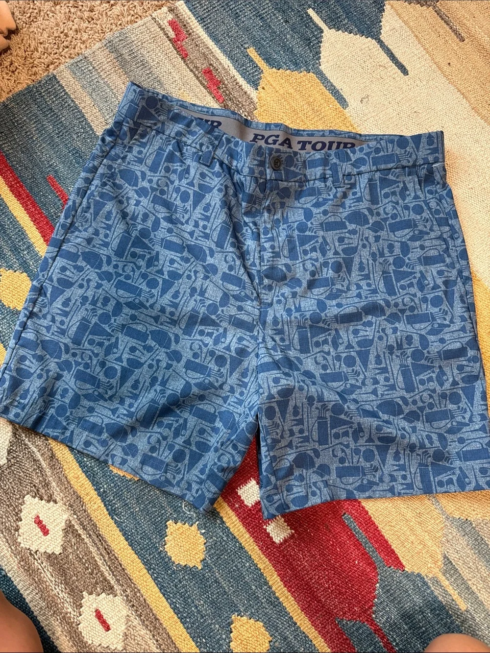 PGA TOUR Blue Patterned Men's Golf Shorts